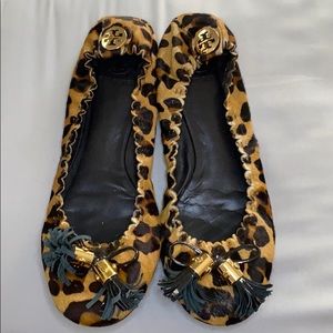 Rare Leopard Tory Burch Tassel Flats